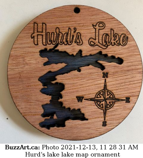 Hurd's lake lake map ornament